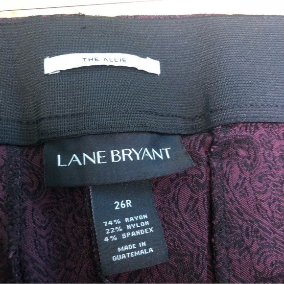 Lane Bryant The Allie Purple Paisley Stretch High Rise Dress Pants Plus Size 26R - Picture 4 of 11